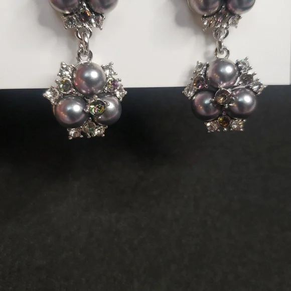 Charter Club Silver and Gray Floral Earrings. NWT - Picture 5 of 9